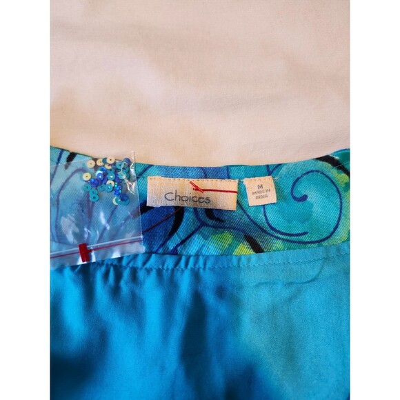 Choices Blue Floral open Jacket Women's Medium Sequins Artsy Boho NWOT - Picture 4 of 10